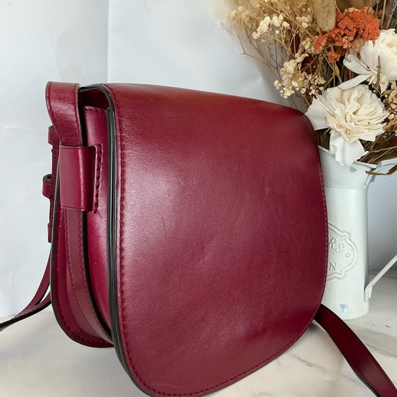 Tory Burch Red Burgundy Smooth Leather Crossbody Saddle Shoulder Bag‎ - Picture 12 of 14